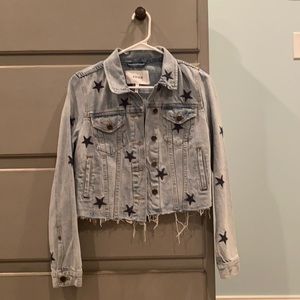 star and destressed jean jacket !!